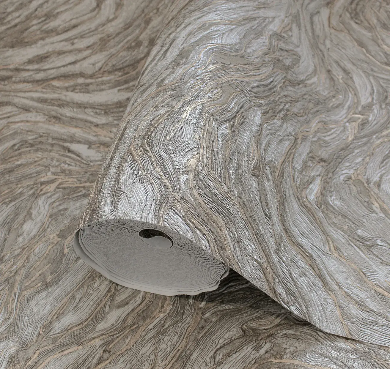 Gray Embossed Wallpaper – Glittering Natural (24104-3)